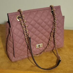 Elegant Quilted Pink Handbag